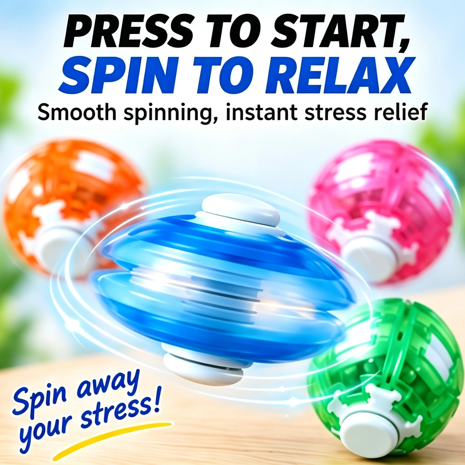 Press To Spin Fidget Ball Keyring Rotating Gyro Fidget Toy Stress Relief Sensory Toy Anti Anxiety Portable Backpack Pendant Gift