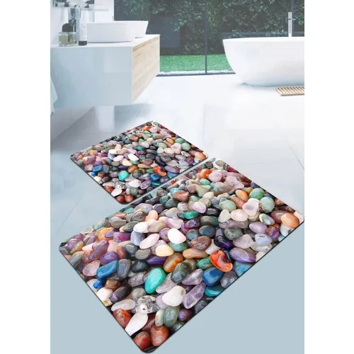 Ardizayn Colorful Stones Pattern Slip-Resistant Leather Sole 2'li Toilet Seat Pad