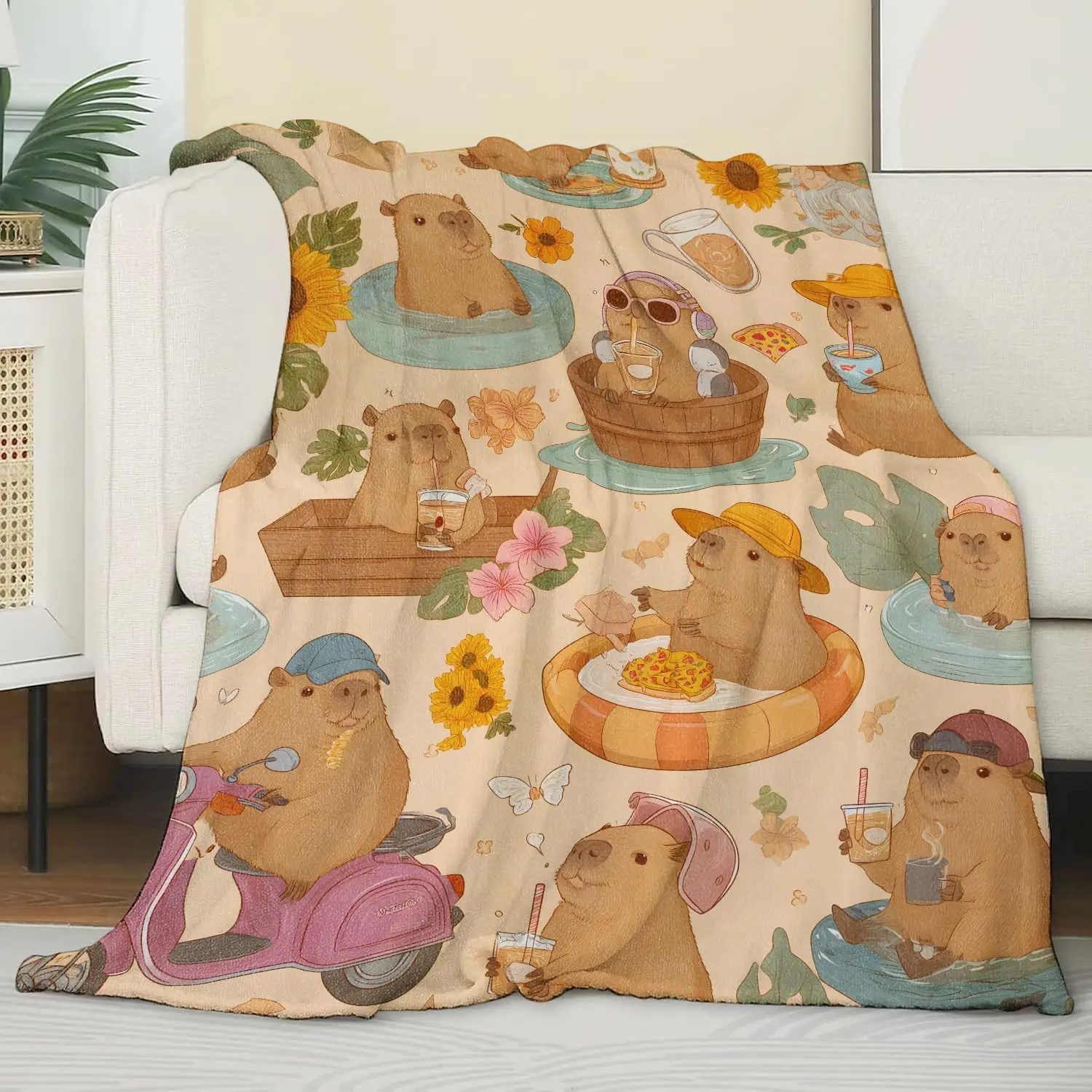 

Funny Capybara Blanket,Gifts for Teens Adults,Soft Lightweight Throw Blankets,Cute Playful Cartoon Animal Throws Summer Home