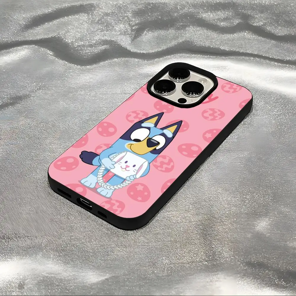 MINISO-B-Bluey Bandit-Chilli جراب هاتف آيفون 16 15 12 11 plus 7 8 max 6 6s mini X XR XS متجمد حفرة كبيرة جراب هاتف