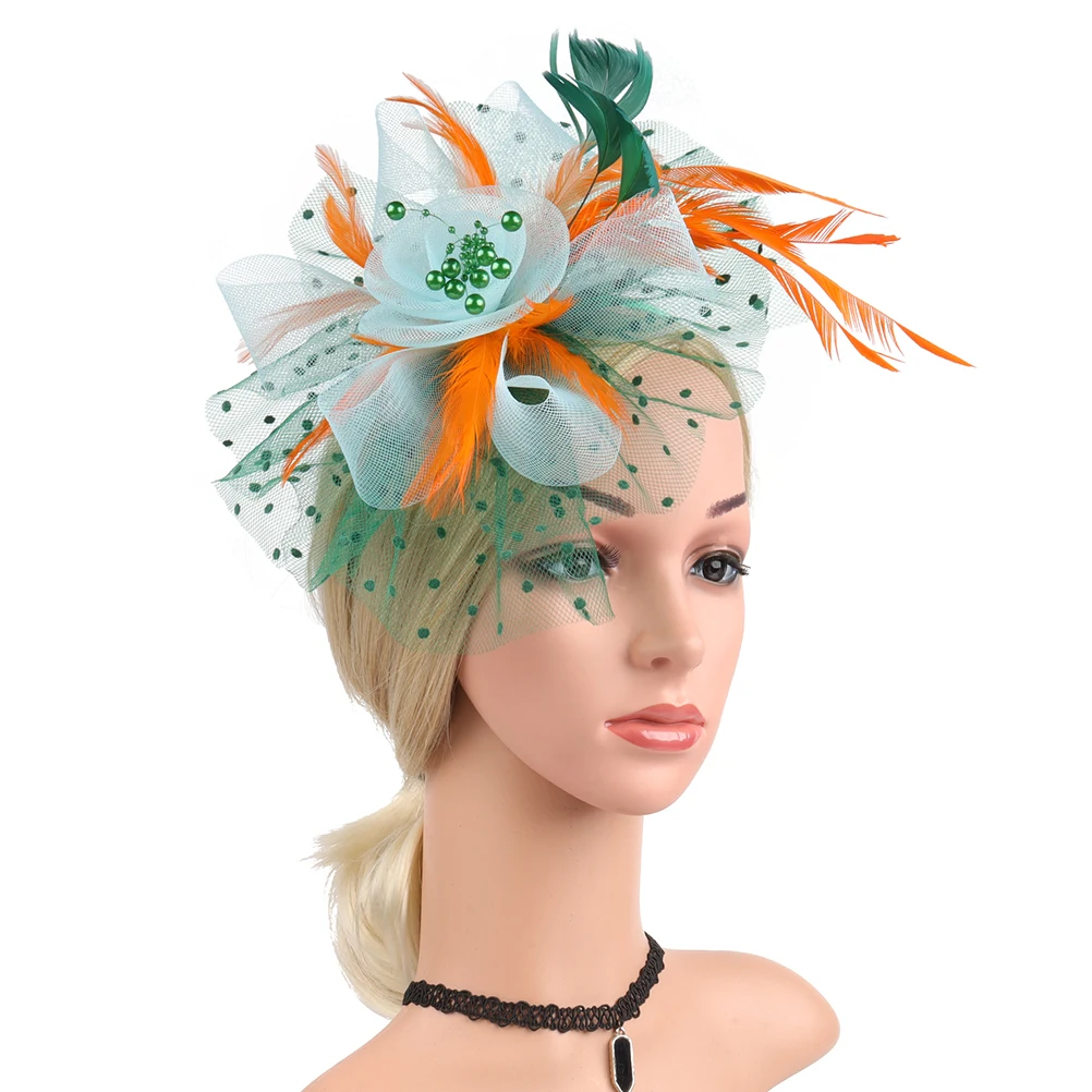 

Wedding Hat Color-blocked Head Flower Headbands Fascinator for Women Abs Headwear Tea Pasrty