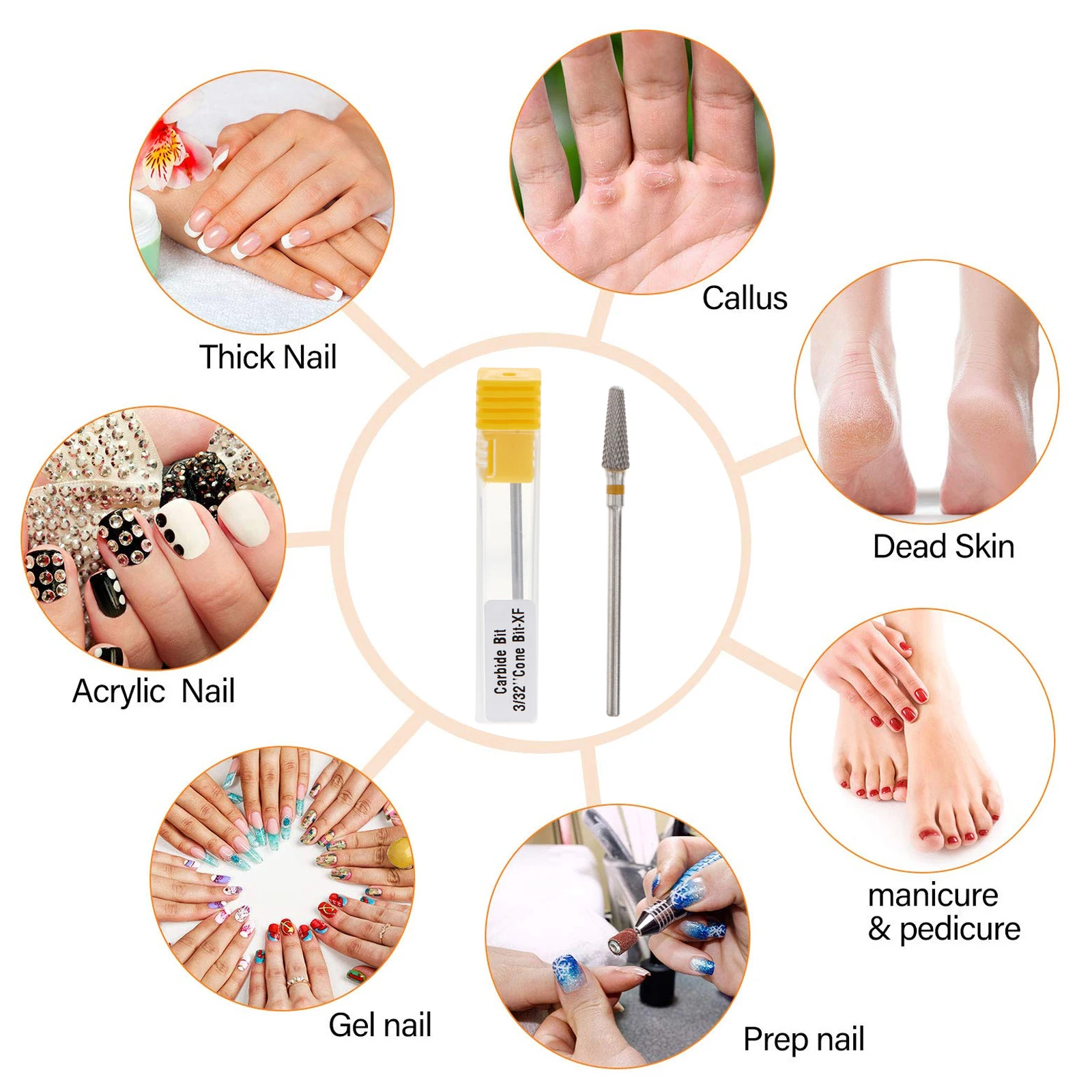 

Tungsten Steel Nail Drill Bits Grinding Head Rust Resistant Dead Skin Remover Manicure Pedicure Tool For Gel Acrylic Removal