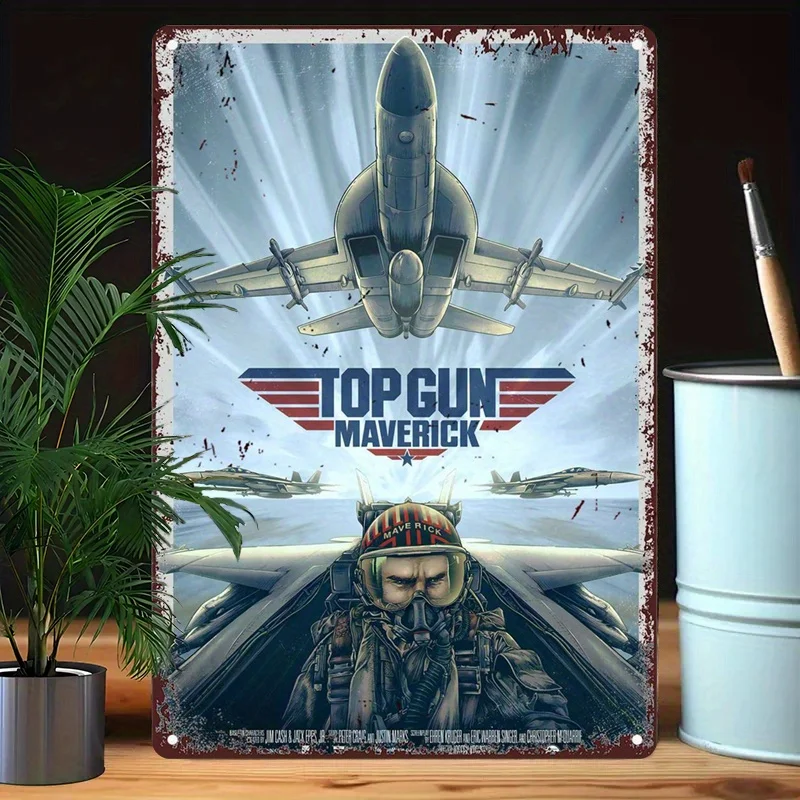 Vintage Metallschilder, Blechposter „Maverick High-Flying Action“, Retro-Vintage-Look, Wandkunst für Bar, Café, Strandhaus, Ba