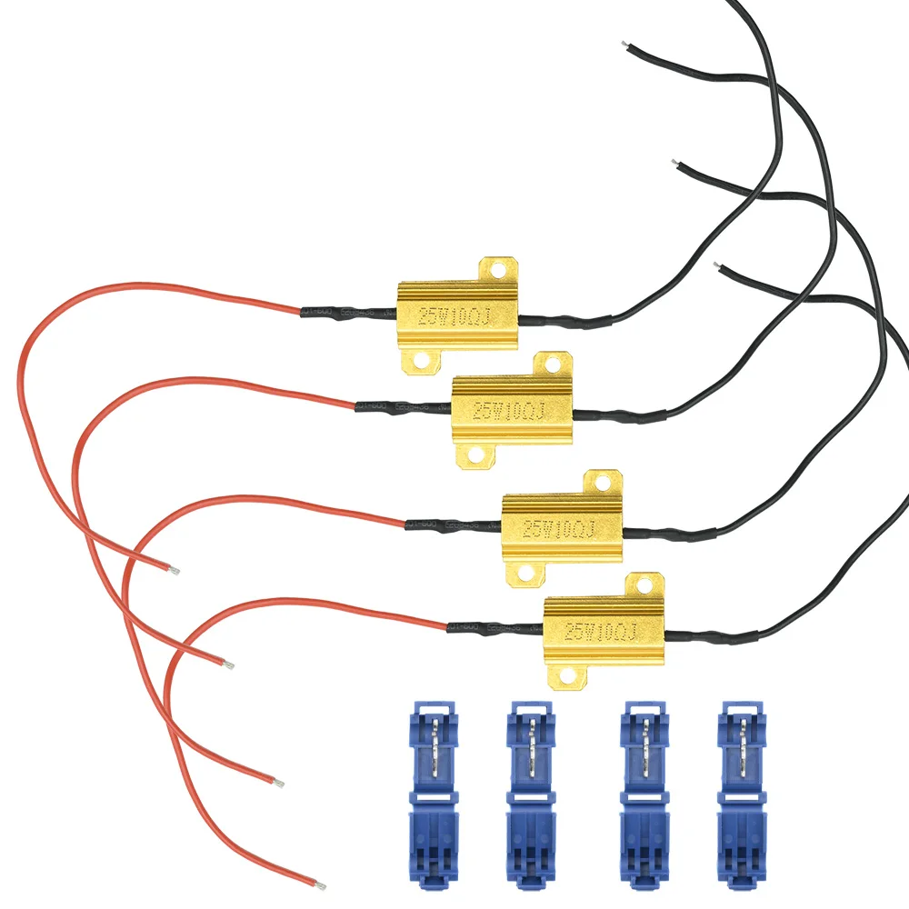 4PCS 25W 10OHM LED Universal Load Resistor Fix DRL Hype flash Flicker BOW 7443 WY21W W21W 7440 P21/5W 1157 P21W