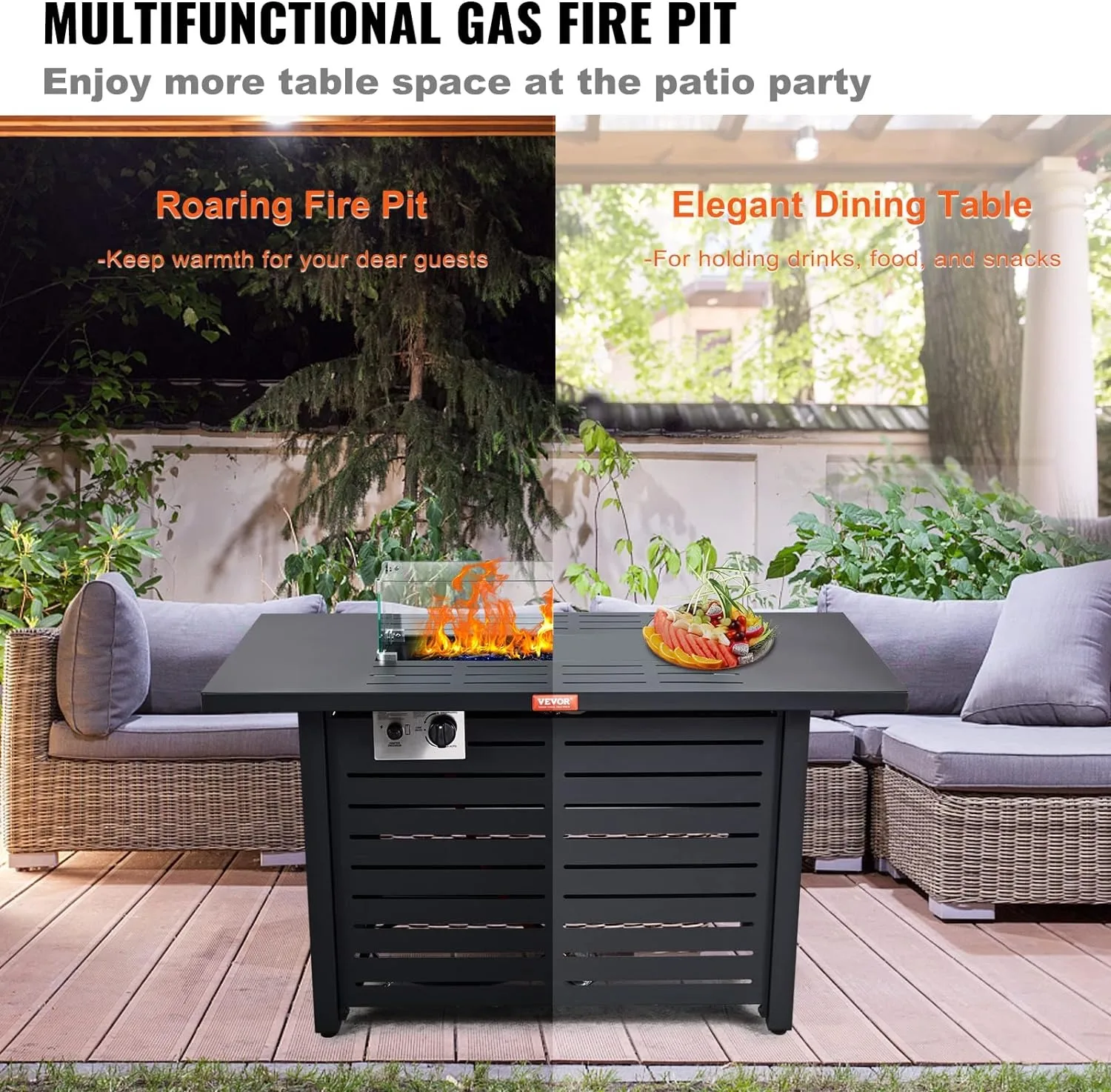 Imagem -04 - Outdoor Propano Gás Fire Pit Table com Vidro Wind Guard Auto-ignição Propano Fire Pit Table Eur Aprovado 43 50.000 Btu