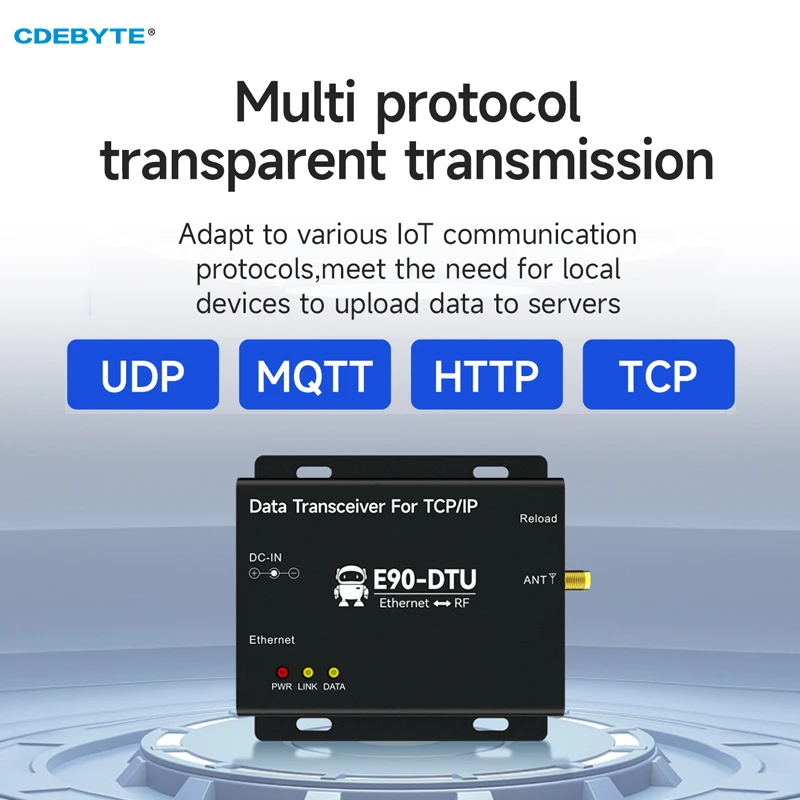 Industrial Grage Wireless Date Transmission Modem 433Mhz 30dBm 8km Long Distance CDEBYTE E90-DTU(433L30)E Ethernet LoRa Gateway