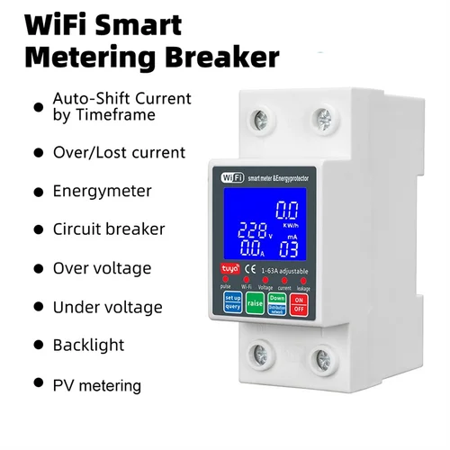 Imagen 2 del producto Nuevo disyuntor fotovoltaico inteligente WTDZW-63A/N Tuya 220V protección contra fugas de corriente de voltaje interruptor automático Mcb 63A Wifi-AA26