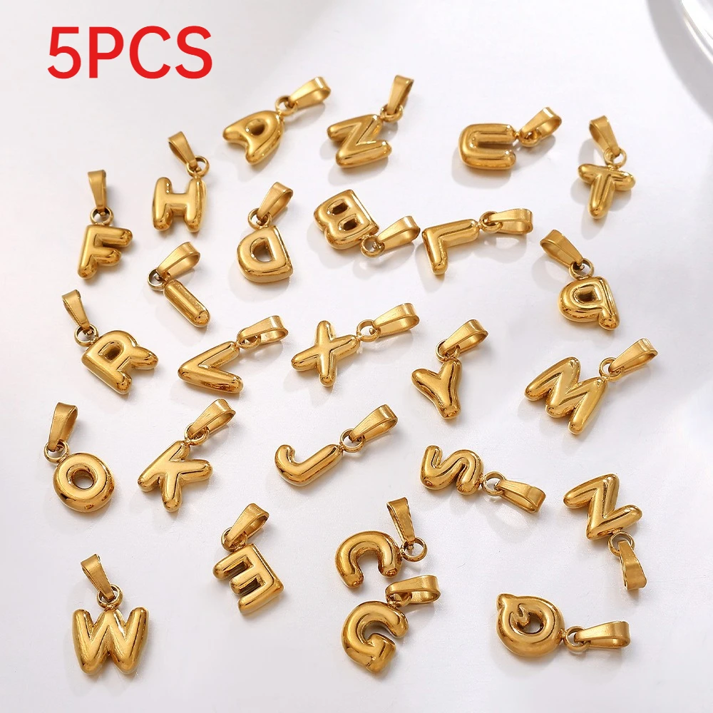 5Pcs Mini Bubble 26 Alphabet Letter Charms Simple DIY Pendants For Necklace Jewelry Making Accessories