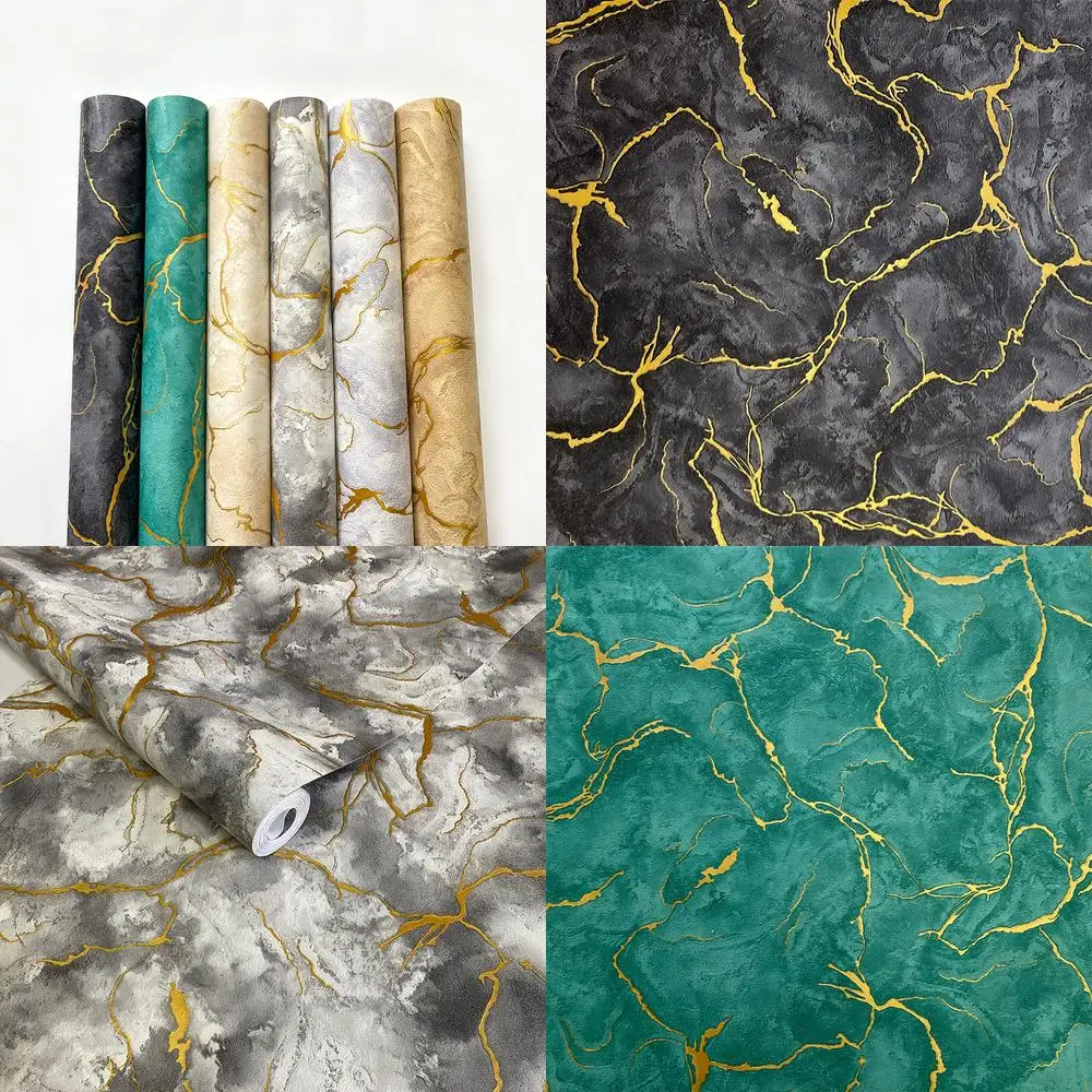

Luxury Simple Gold Line Marble Texture Ripple Pattern Wallpaper for Bedroom Living Room Decor