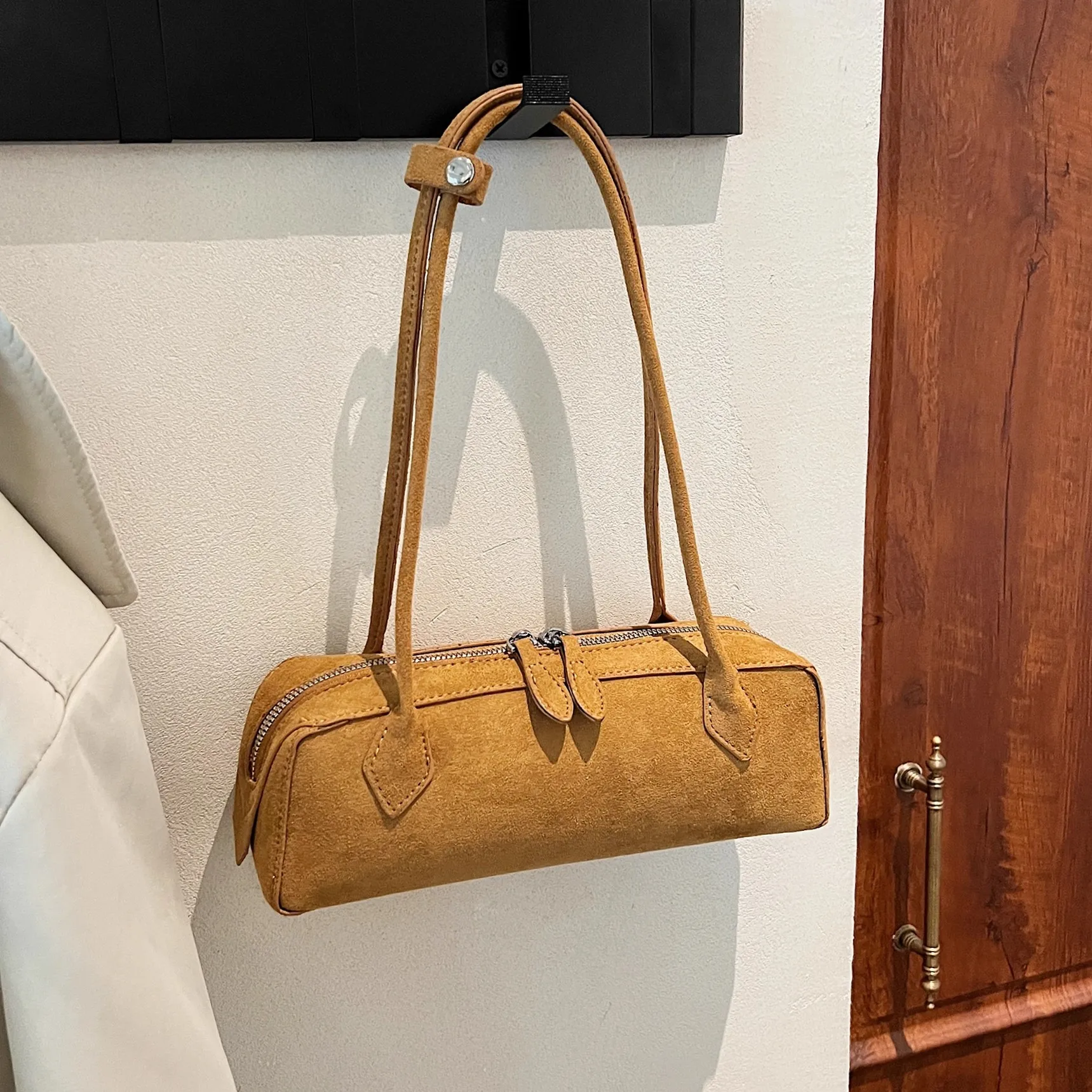 

JIAERDI винтажная матовая однотонная сумка женская замшевая сумка на плечо большой вместимости женская универсальная простая сумка премиум-класса подмышками