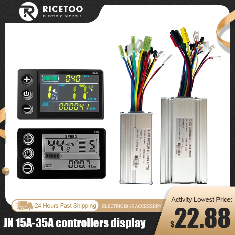 JN15A-35A Electric Bike Sinewave Controller 250W350W500W1000W1500W Brushless Motor S866 LCD Display Bicycle Accessories