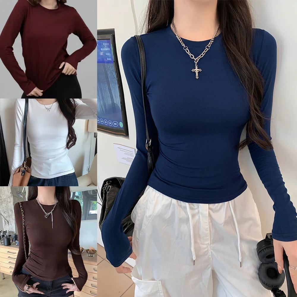 

Женское термобелье, облегающий пуловер, эластичные пикантные топы, сексуальные повседневные футболки с длинными рукавами, осенне-зимняя женская одежда