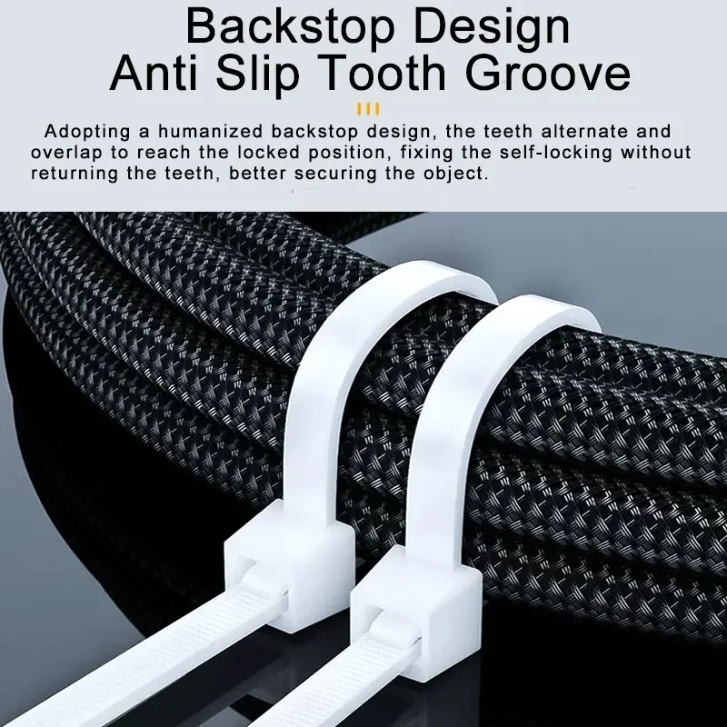 250/500/1000Pcs Self-locking White Black Plastic Nylon cable Zip Ties Fastening Ring Nylon Clamp strap with lock 3*100 4*300MM