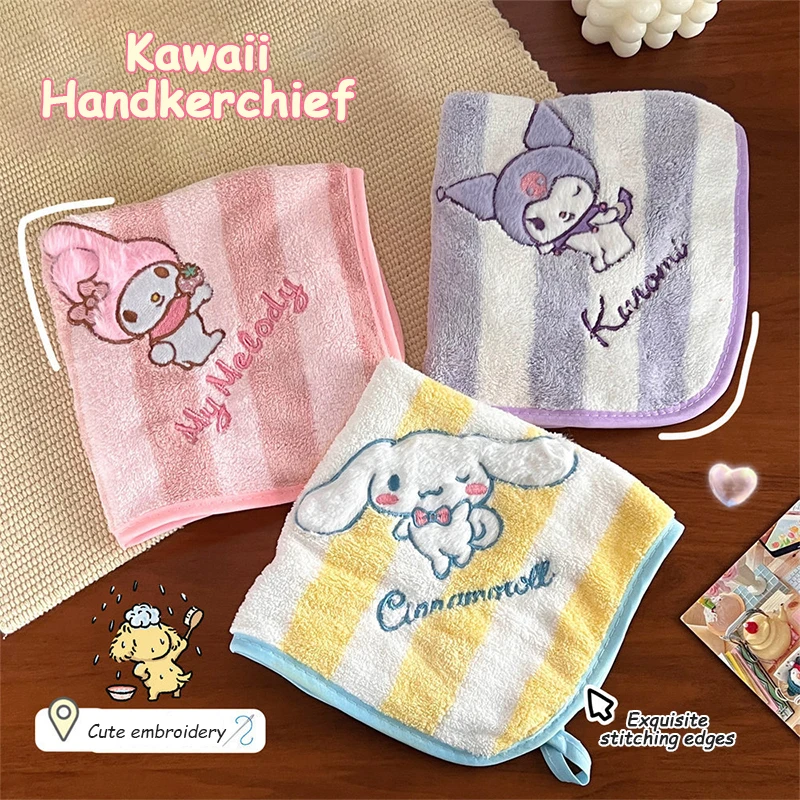 Kuromi Hand Towel Anime Cinnamoroll My Melody Kitchen Bathroom Absorbent Towel Kawaii Coral Velvet Children Washcloth