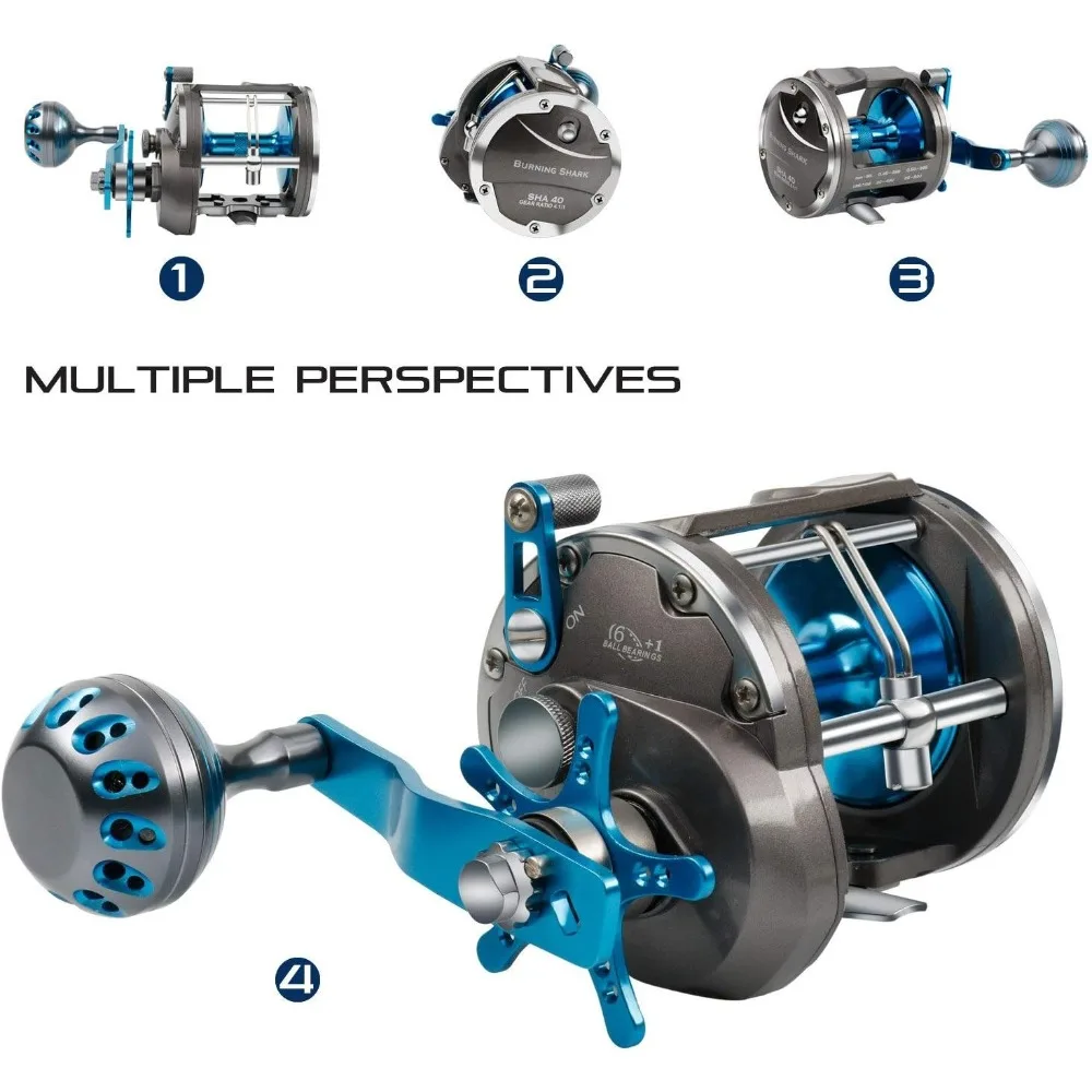 Imagem -02 - Água Salgada Nível Wind Reels Trolling Reel Drag Reels Pesca do Barco Pesca Oceano Sea Bass Grouper Salmão