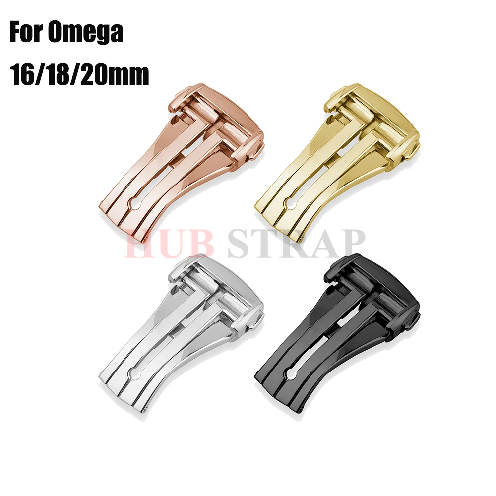 16mm 18mm 20mm for Omega Stainless Steel Deployment Clasps Folding Watch Buckle Strap Butterfly Button for Seamaster Speedmaster