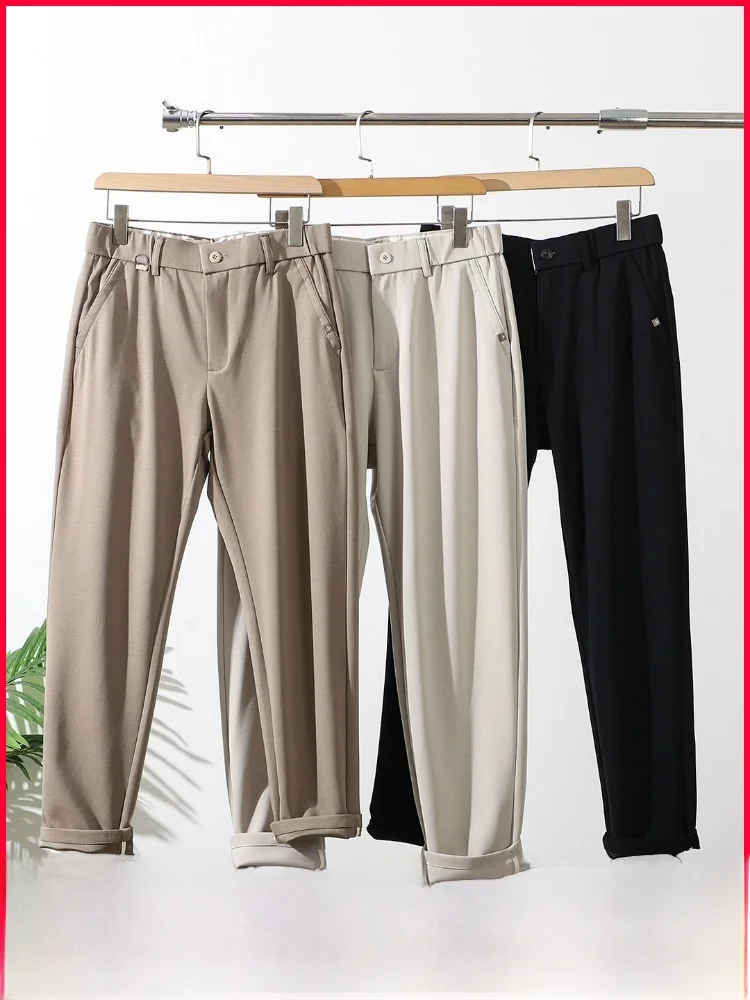 

Men's Casual Pants Comfortable Drapey Commute Spring Faionable Straight Leg Cotton Blend Breathable Straight Tube