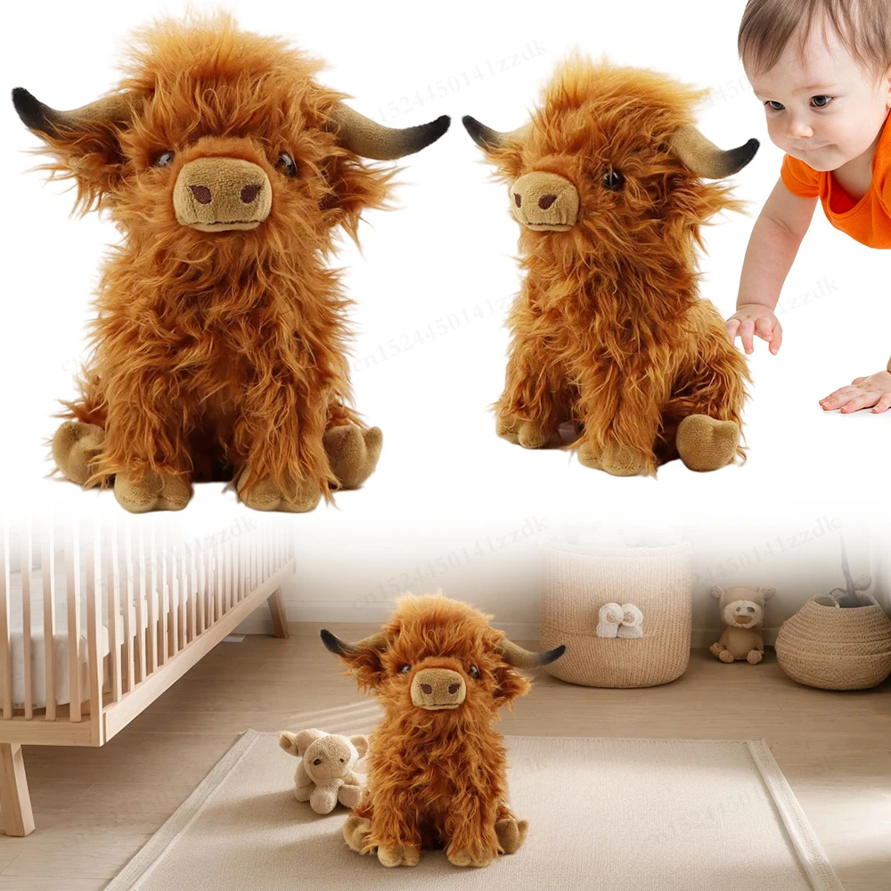 25 cm vaca de las tierras altas animales de peluche juguete de peluche toro esponjoso Animal muñeca regalo suave para niños cumpleaños Navidad niños niñas hogar