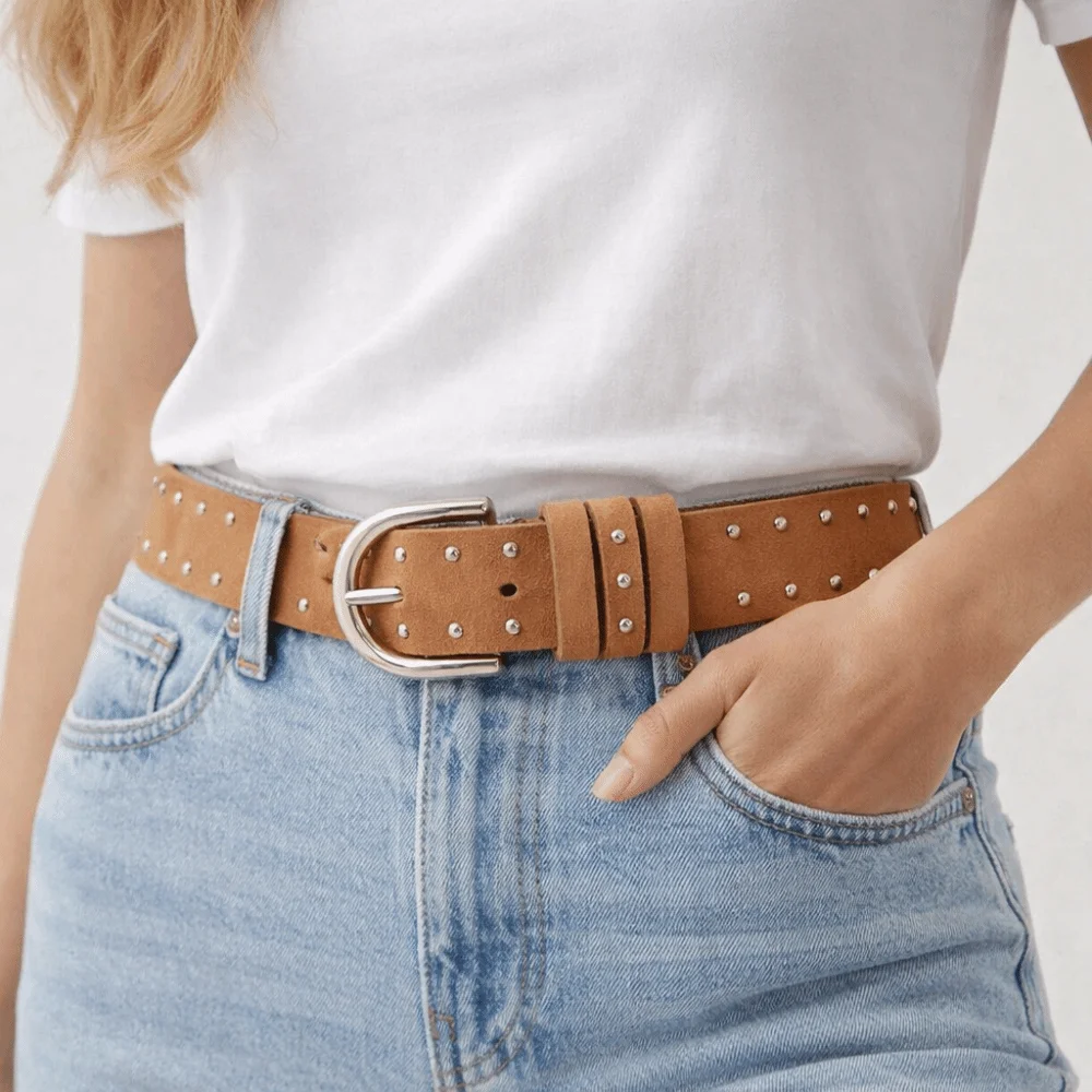 

Модный женский широкий ремень в стиле ретро с заклепками и металлической пряжкой, кожаный пояс, украшение для джинсов, винтажный ковбойский ремень в стиле вестерн, женский