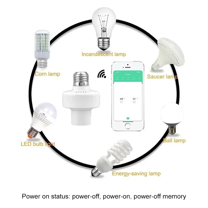 QIACHIP Tuya Smart E27 Presa Interruttore APP Il timer di controllo funziona con Smart Life Alexa Google Home AC 110V 220V Adattatore portalampada