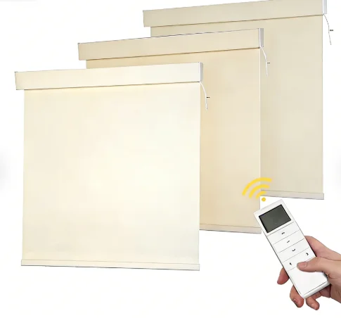 Motorized Roller Blinds Remote Control Automatic Lifting Window Shades for Home Office Use