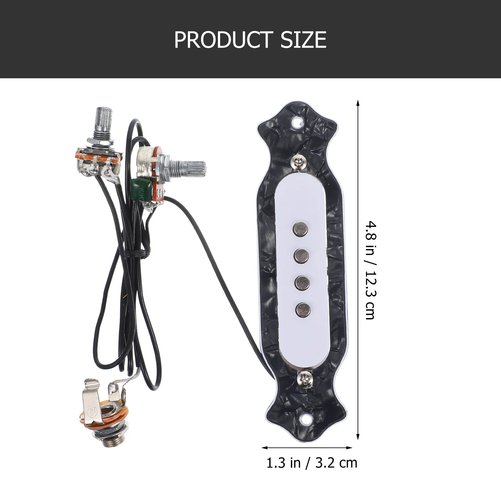 Captador de som de 4 cordas pré-fiado preto abs escudo bobina de cobre para guitarra elétrica acústica com botão de controle de tom de volume