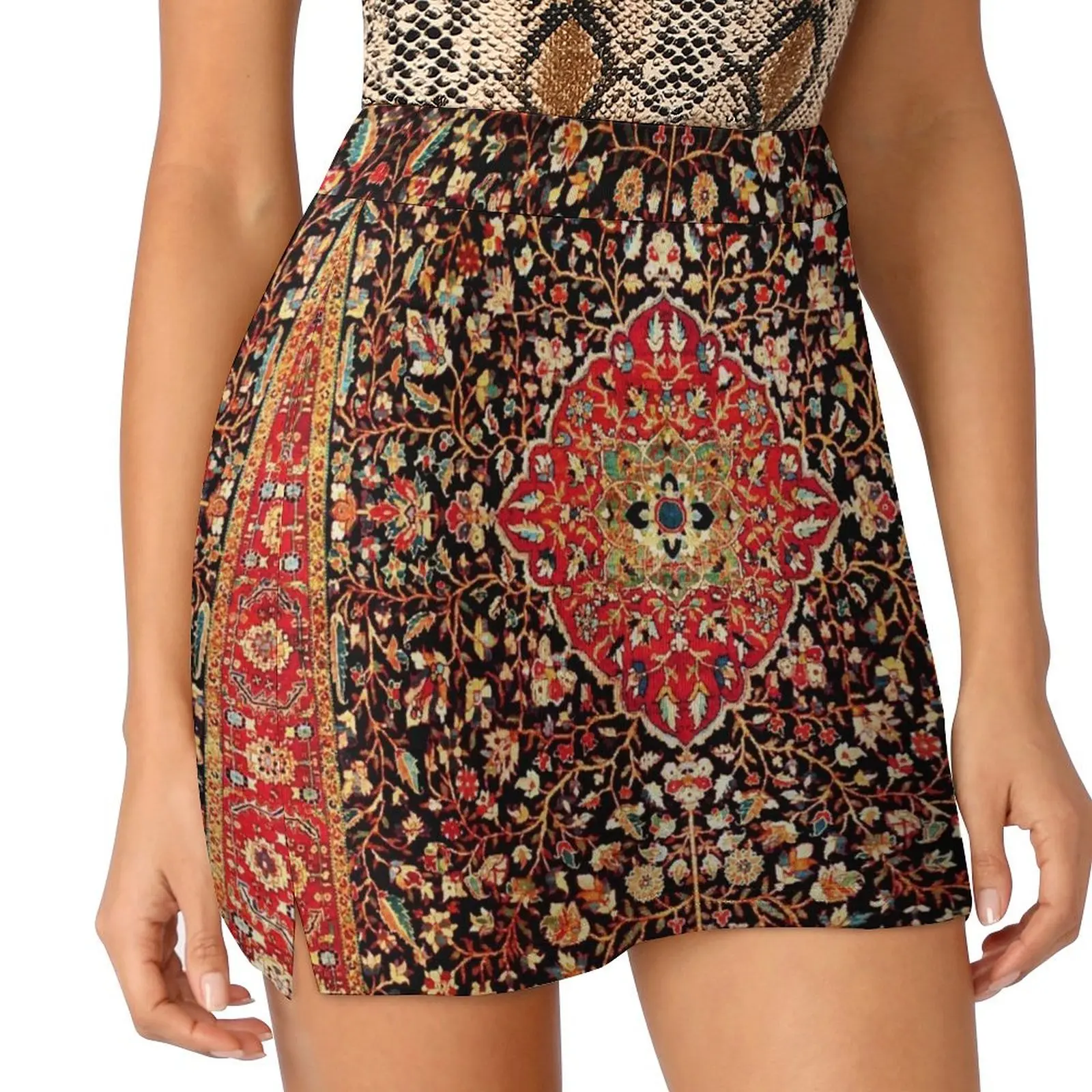 Serapi Heriz Persian Carpet Print Mini Skirt mini skirts Women's summer dress