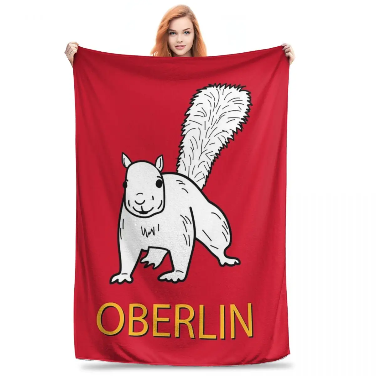 Cute Oberlin White Squirrel Blanket Flannel Lightweight Throw Blankets Sofa Throw Blanket For Home Bedroom Throws Bedspread