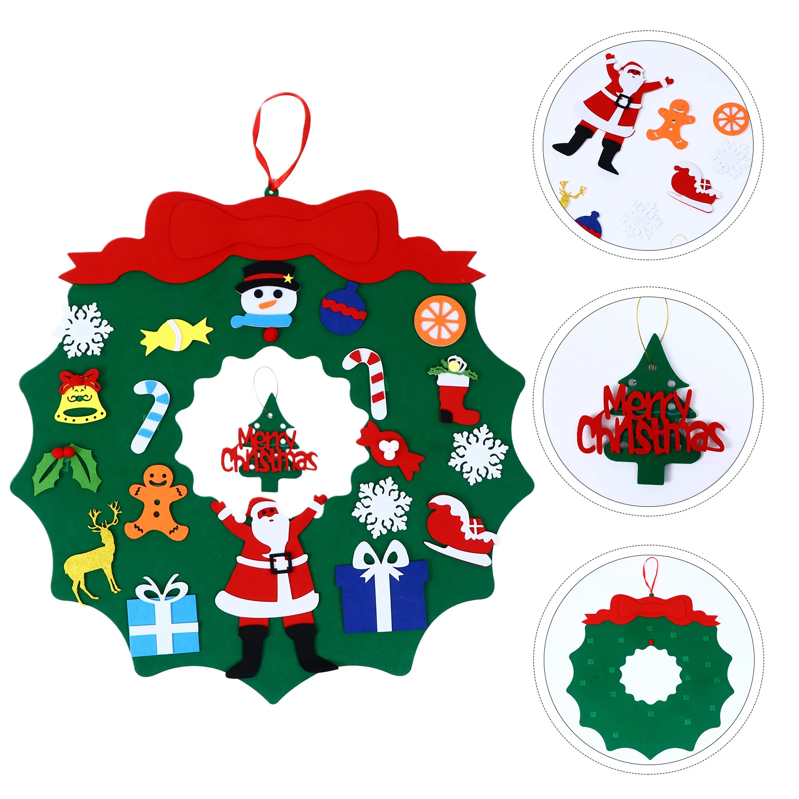 

1Set Felt Garland Handmade Christmas Wreath Round Decoration DIY Prop Wall Hanging Festival Ornament Christmas Wreath