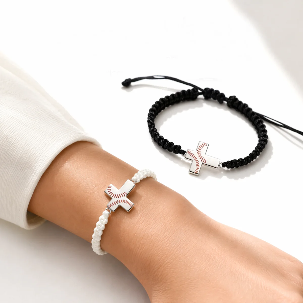 Personalized Creative Baseball Cross Braided Bracelets, Minimalist Niche Design for Couples & Best Friends