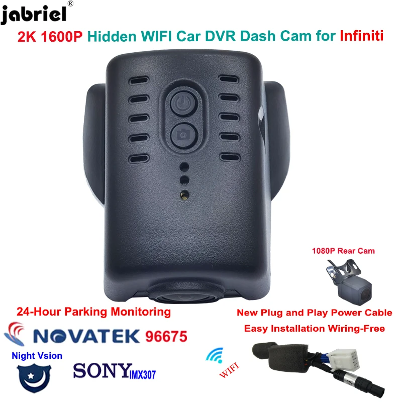 

Jabriel Plug and Play 2K 1600P WiFi Car DVR Video Recorder For Infiniti qx70 qx 70 qx50 qx 50 2018 2019 2020 Dash Cam Camera 24H