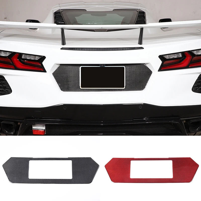 Soft Carbon Fiber Car Rear License Plate Panel Frame Decor Trim Sticker For Chevrolet Corvette C8 Stingray Z51 Z06 2020-2023