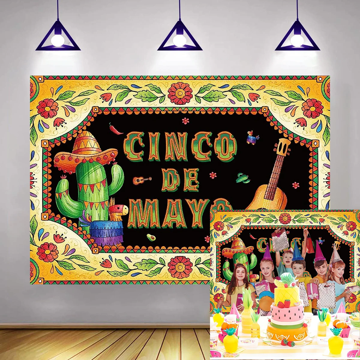 Cinco De Mayo Photo Booth Backdrop Mexican Fiesta May Indoor Outdoor Party Wall Background Decoration Name Words Customiz