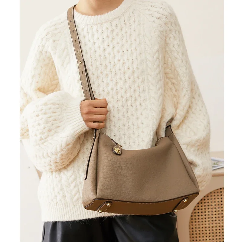 

Female Natural Cowhide Soft Handbags Women's Cow Genuine Leather Shoulder Bag Ladies Designer Luxury Crossbody Underarm Bags