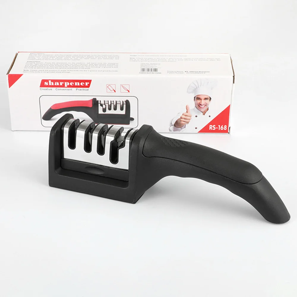 4 Stage Knife Sharpeners 3/4 Sharpening Options to Help Polish with Slip Resistant Handle