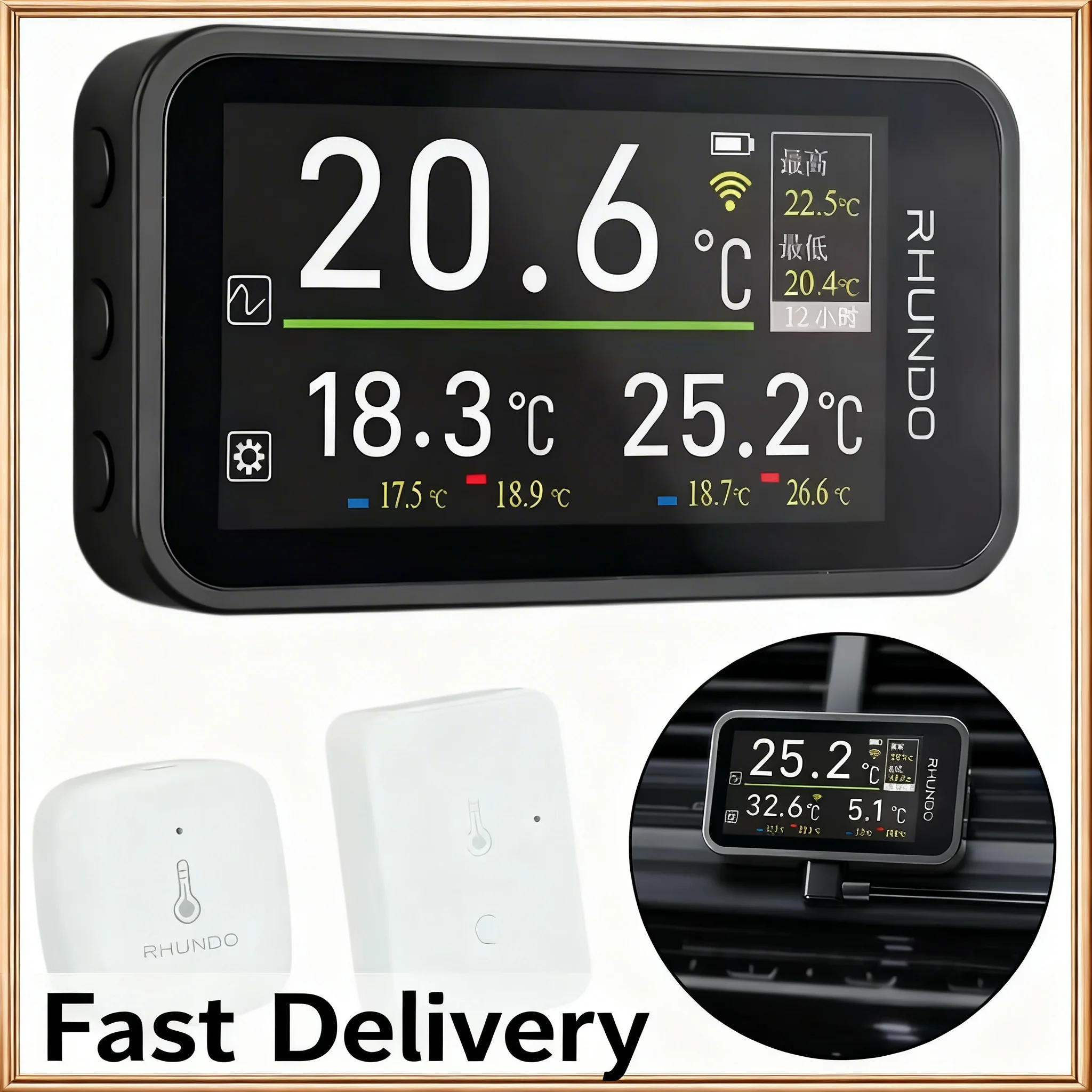 TFT Display Digital Wireless Thermometer Auto Car Temperature Sensor Tester Detector for Greenhouse Car Home Indoor Outdoor
