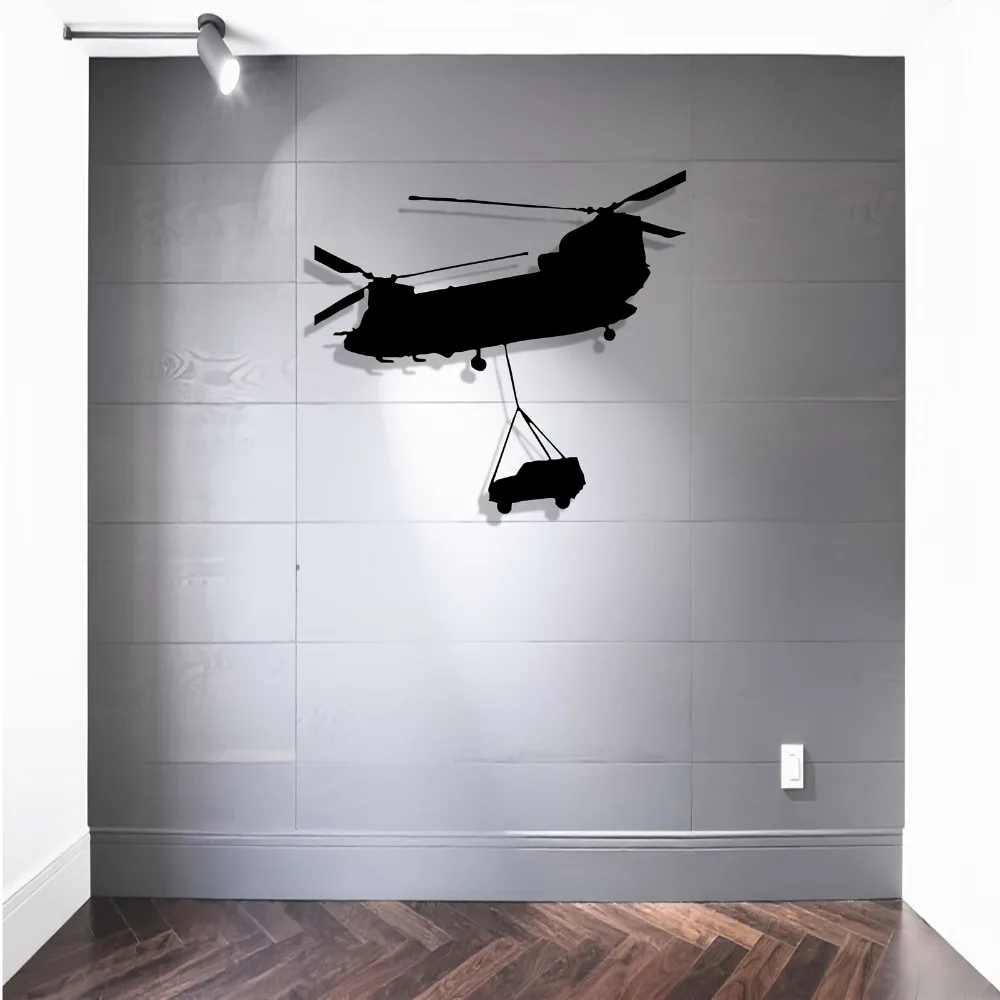 Solid Metal Helicopter Wall Art Aviation Flying Decor for Man Cave & Garage Decoration