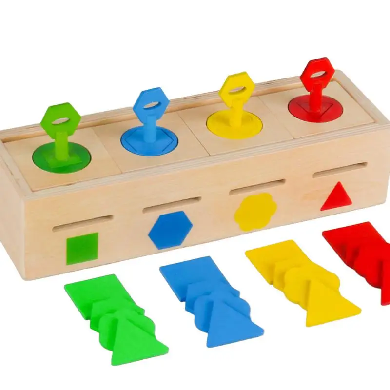 

Color Sorting Sensory Toys Wooden STEM Educational Toy Color Shape Sorting Lock Box Developmental Sensory Game For Classroom