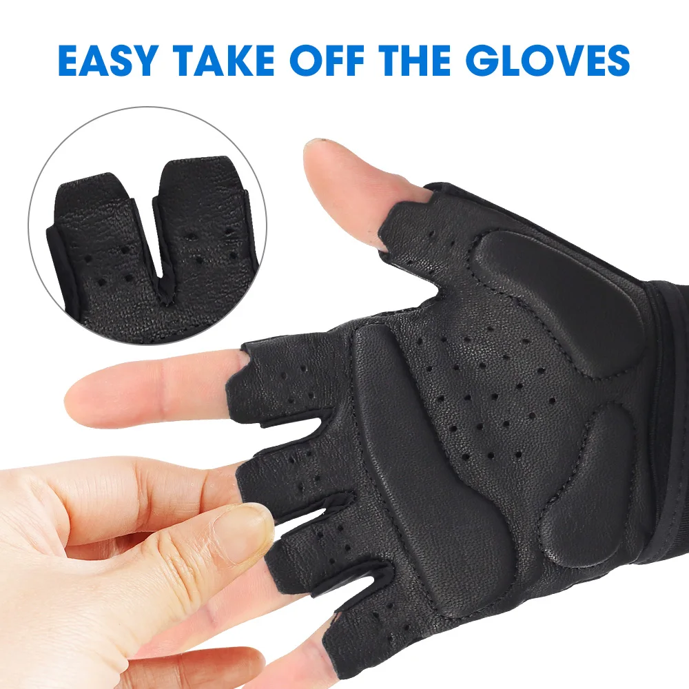 Leather Weight Lifting Fitness Gloves Anti-slip Wrist Support Training Gym Gloves For Men Women 2023