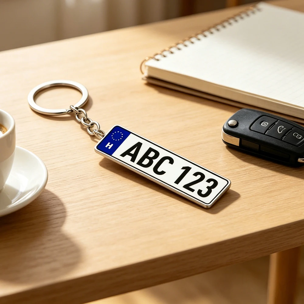 Personalized Acrylic License Plate Keychain Custom Name Number Date Key Ring Vehicle Tag Pendants Anti-Lost Gifts for Men Women view 6
