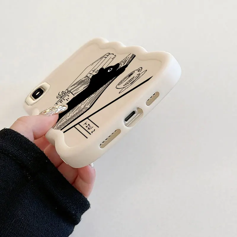 Capa de telefone cat macalong para iphone 7, 8 plus, se 2020, 2022, x, xs, max, borda macia, ondulada, à prova de choque, shell