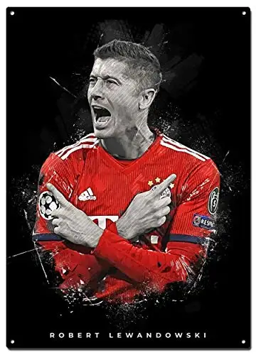 Robert Lewandowski Metal Tin Signs, Football Abstract Art Poster, Decorative Signs Wall Art Home Decor - 12X16 Inch (30X40 cm)