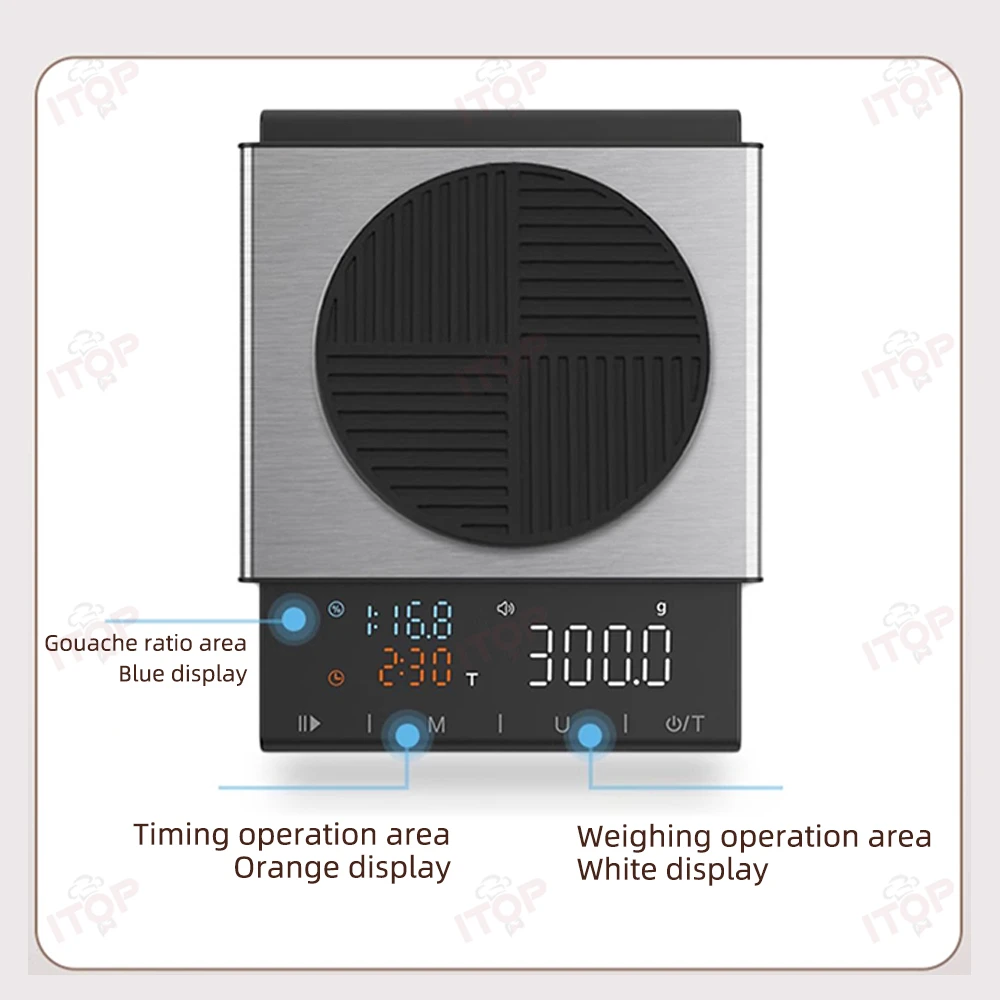 ITOP 2922R مقياس القهوة 0.1 جرام/3 كجم وظيفة توقيت الوزن الدقيق عرض نسبة الغواش توقيت تعبئة المياه التلقائي