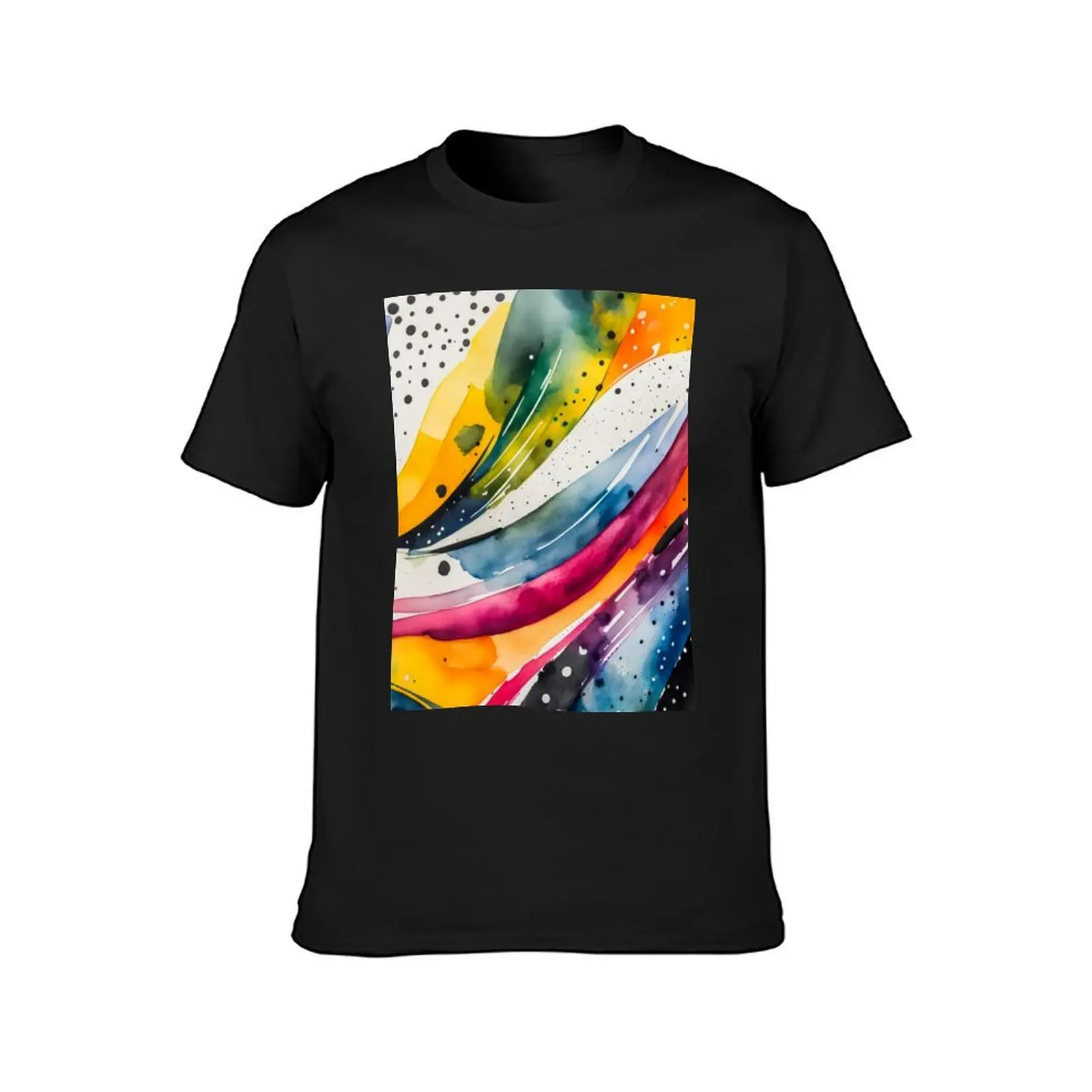 Watercolor Abstract Painting, Circle, Dots, Modern Contemporary Art T-Shirt blacks sports fans men workout shirt