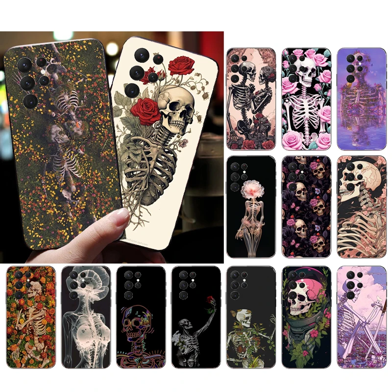 Skeleton in flowers Phone Case For Samsung A52S A21S A33 A23 A13 A14 A32 A52 A53 A54 A51 A71 A15