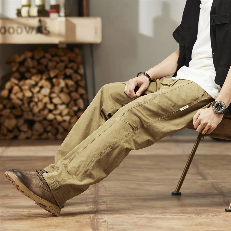 Men Cargo Pants 2024 Spring New In Straight Tube Outdoor Work Workwear Hombre Baggy Casual Pant Male Trousers For Men