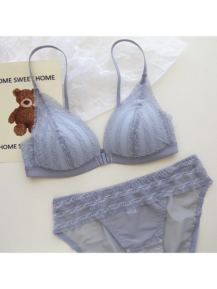 Push-up-BH für kleine Brüste – vorne geschlossener Spitzen-Bralette, kabellose Demi-Triangel-Cup, sexy Unterwäsche, dünne Demi-Cup, kleine Brust