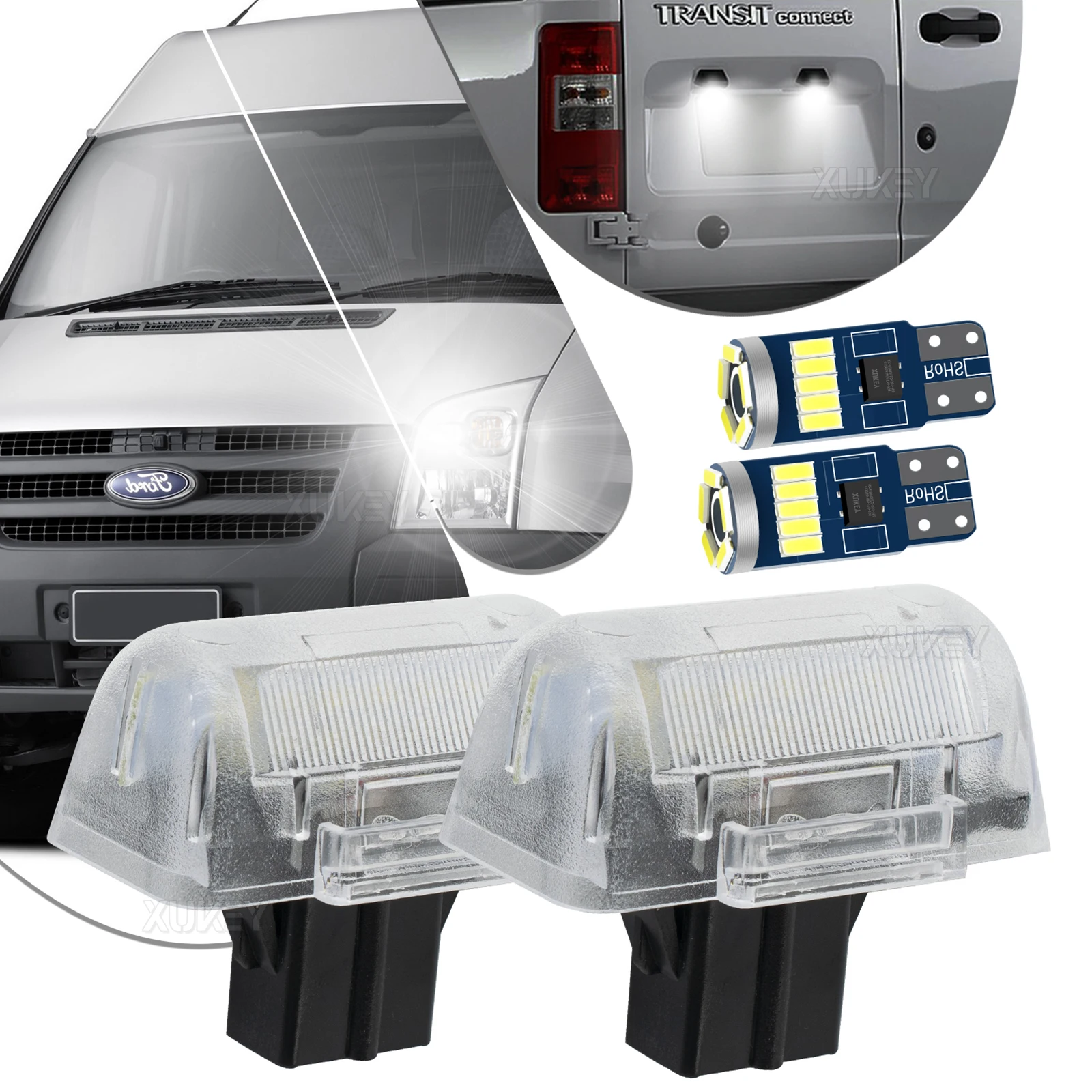 LED License Number Plate Light & FREE Side Light Bulbs Parking Lamp For Ford Transit MK4 MK5 MK6 MK7 85-13 Connect 02-13 4388111