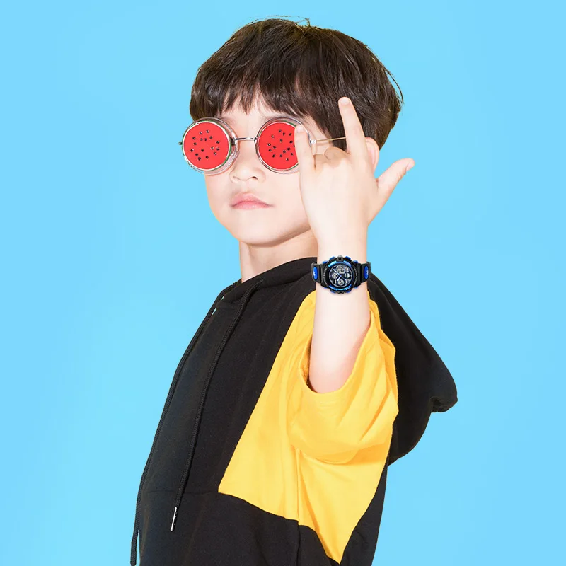 SKMEI Creative Dual Time Display Sports Kids Watches Back Light 5Bar Waterproof Chrono Alarm Children Wristwatch For Boys Girls