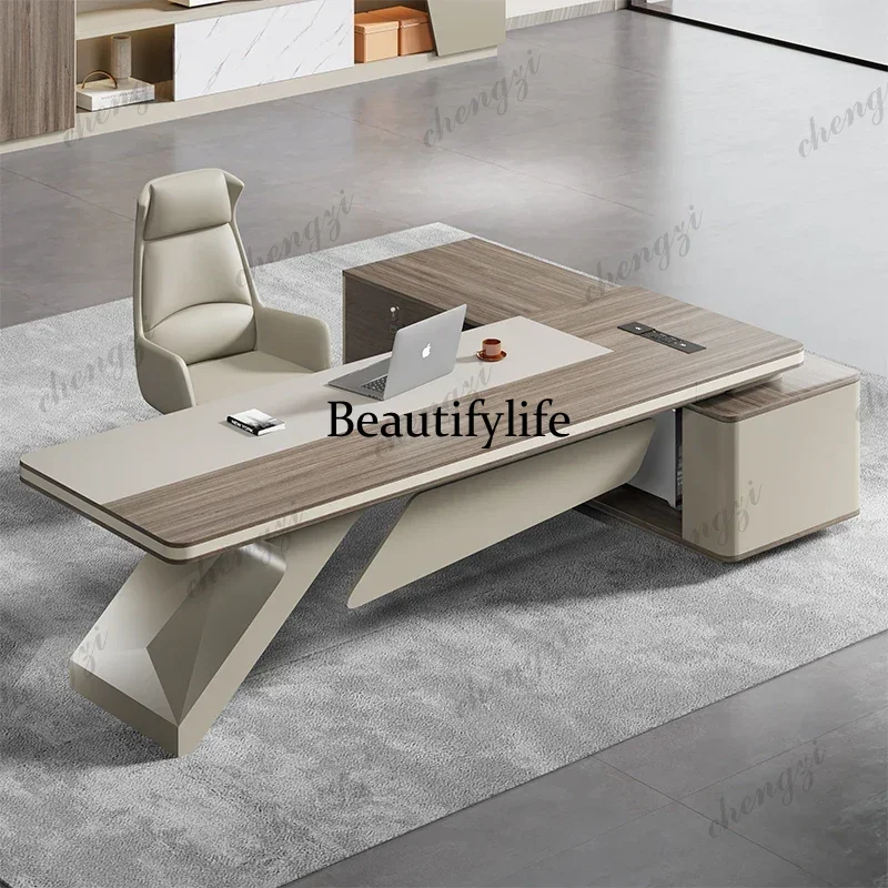 Y136 Light luxury boss desk, simple modern president desk, chairperson's room, large class desk, senior manager desk and chair
